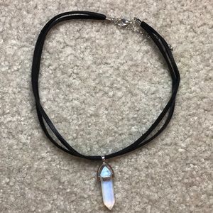 black double crystal choker